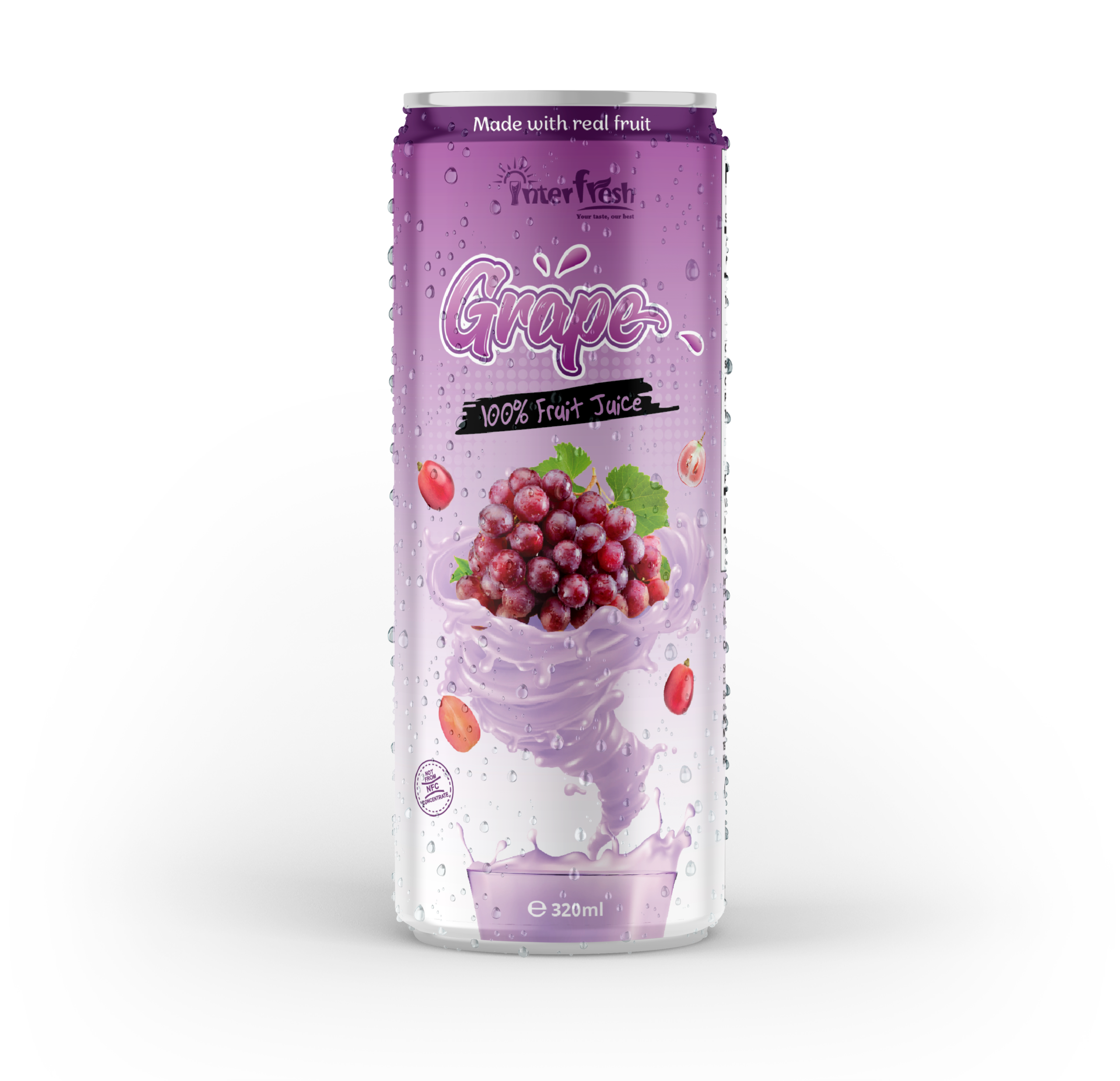 320ml Interfresh 100% Juice Grape No Pulp