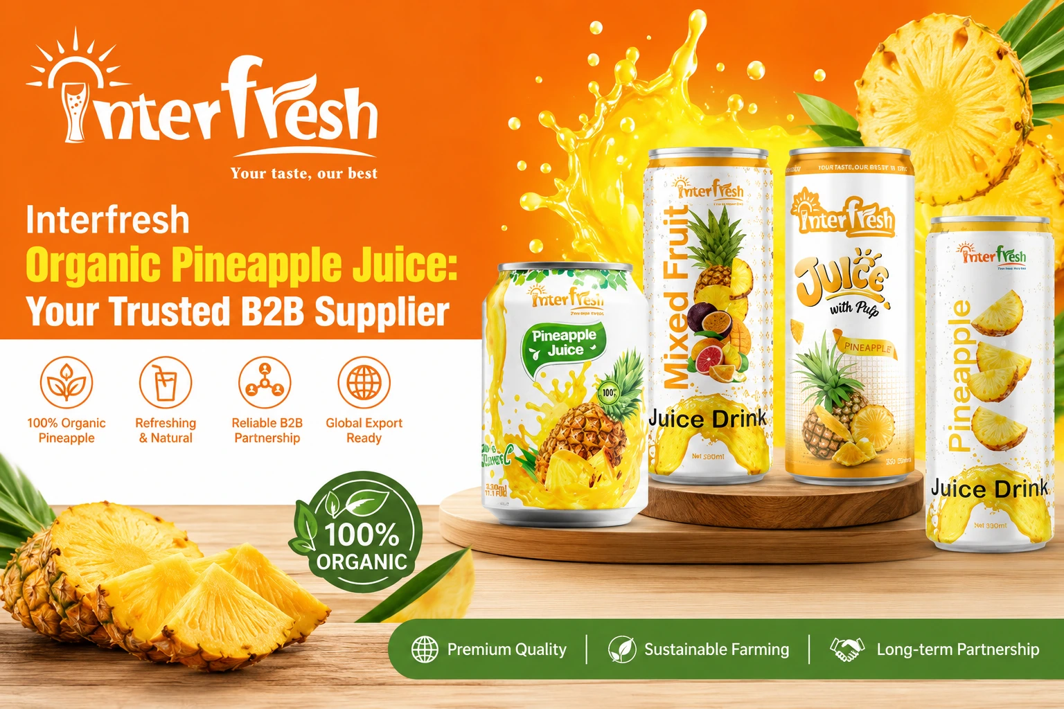 Interfresh Organic Pineapple Juice Your Trusted B2B Supplier
