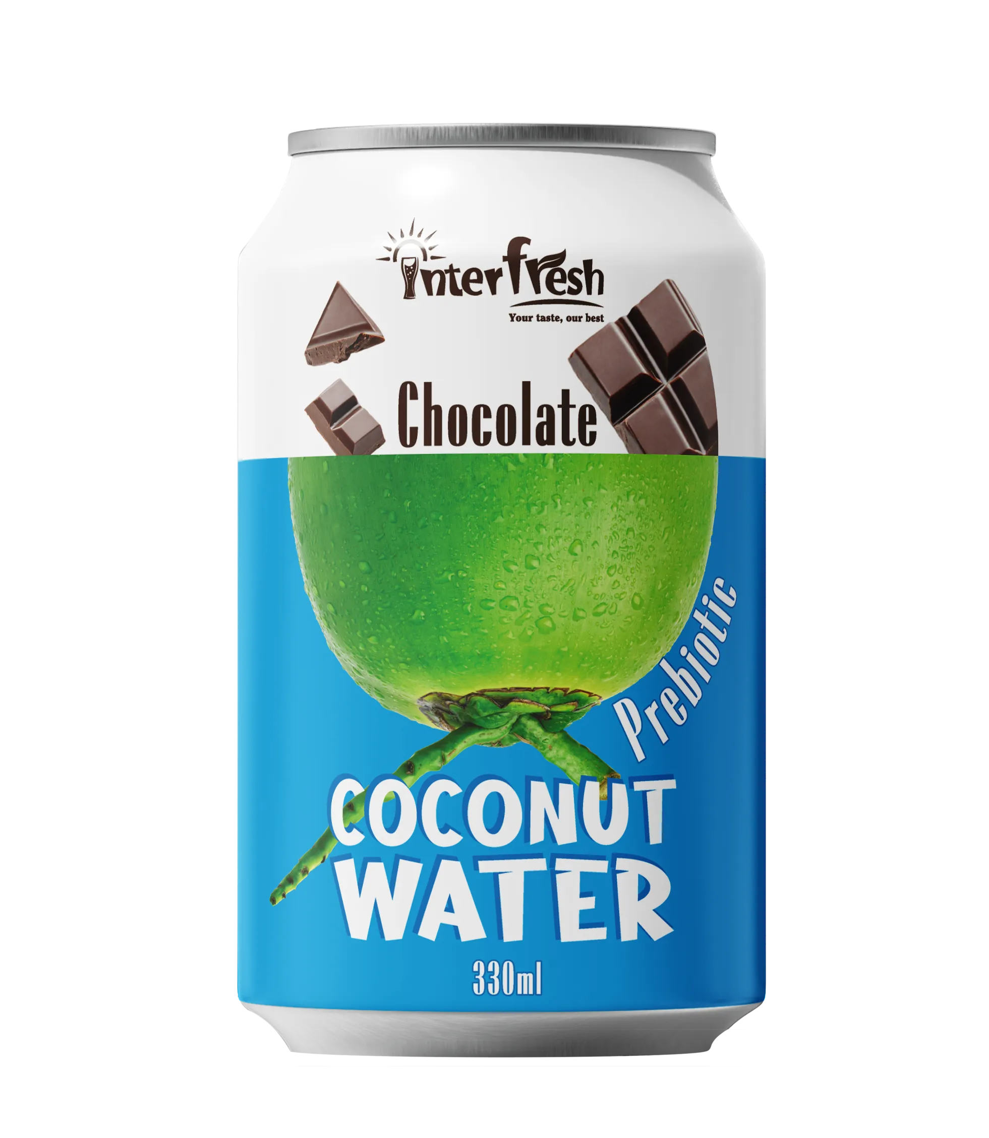 330ml Coconut Water Matcha Flavor with Prebiotic OEM Private Label Functional Drink Manufacturer and International Wholesale Partner 2 Coconut Water Chocolate + Prebiotic