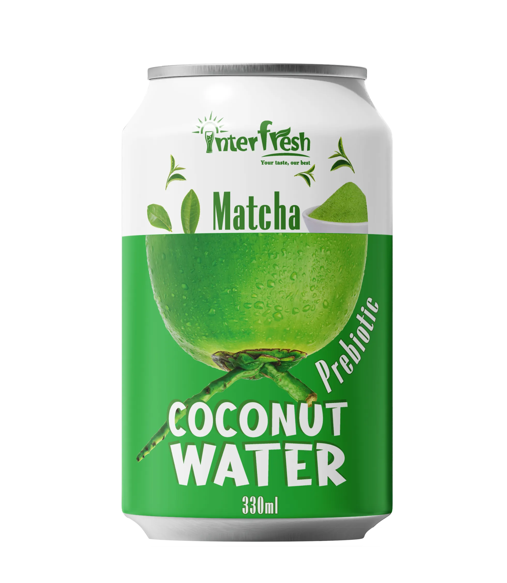 330ml Coconut Water Matcha Flavor with Prebiotic OEM Private Label Functional Drink Manufacturer and International Wholesale Partner 1 Coconut Water Matcha + Prebiotic