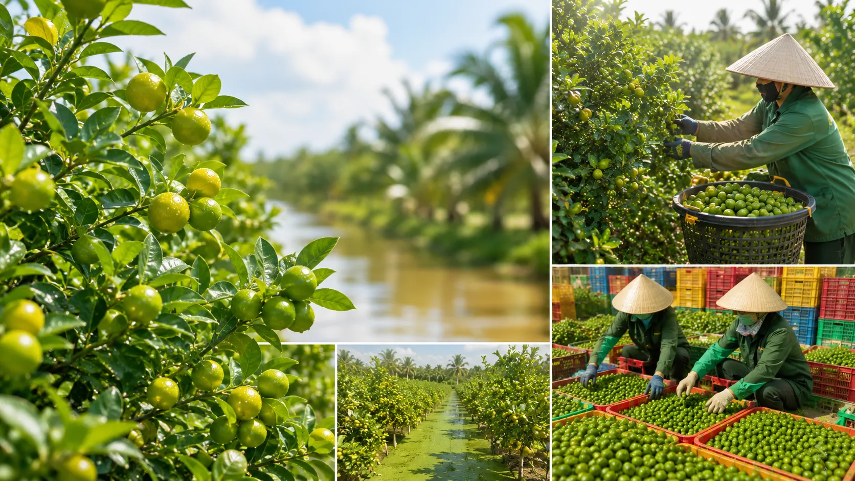 Vietnamese calamansi is grown across multiple provinces in the Mekong Delta, primarily Tien Giang, Hau Giang, and Ben Tre