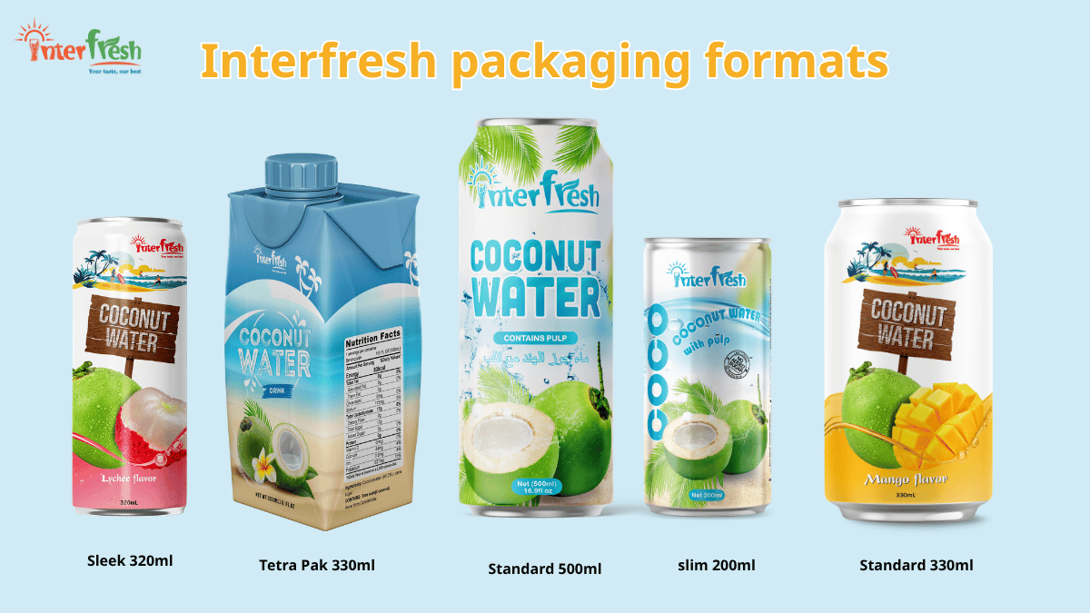 Pure Coconut Water Wholesale, 100% Natural No Sugar Added, Bulk Export Vietnam 2 Pure coconut water in different packaging formats wholesale OEM Vietnam