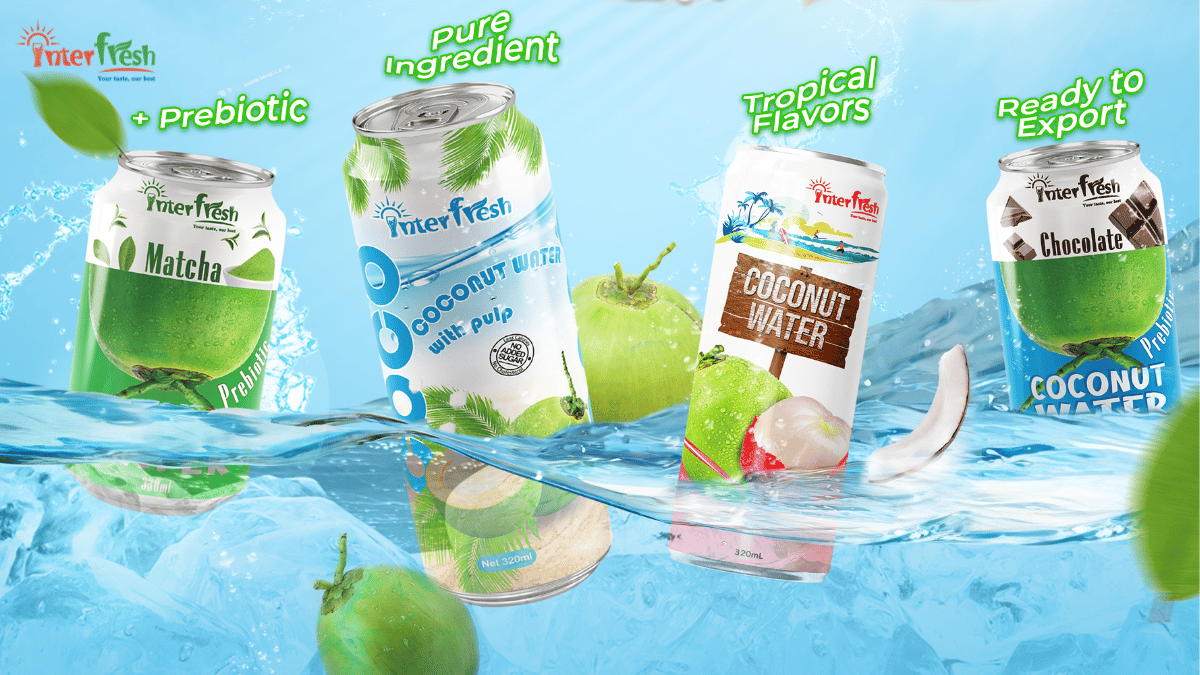 Interfresh Coconut water  ready for wholesale export from Vietnam OEM manufacturer