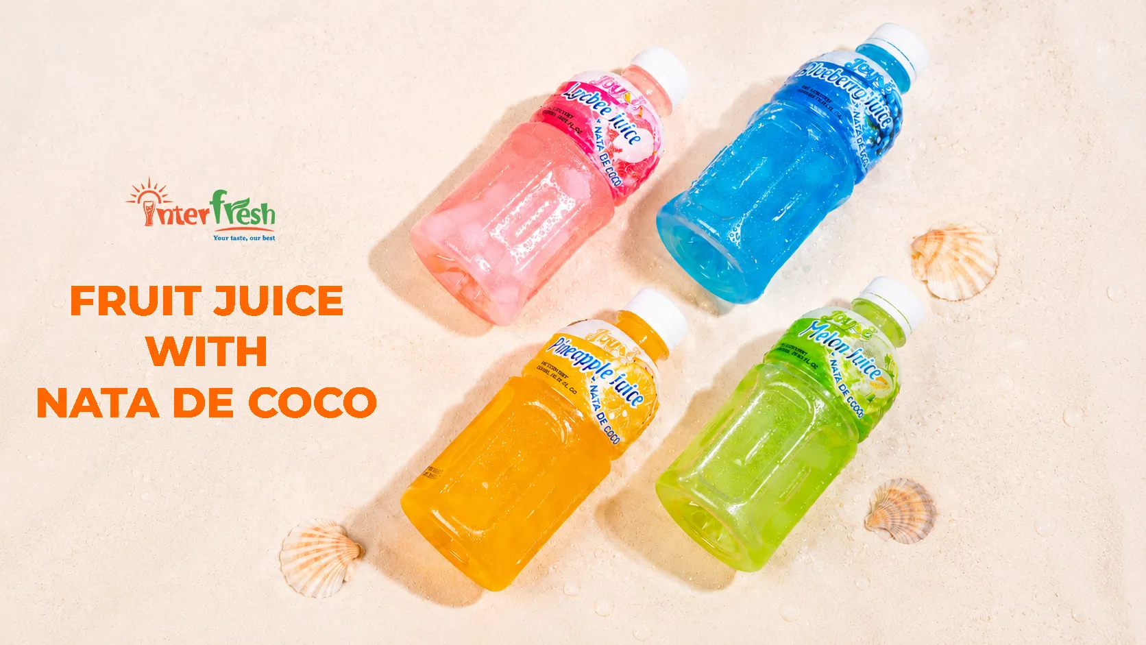 Interfresh fruit juice with nata de coco in PET bottle