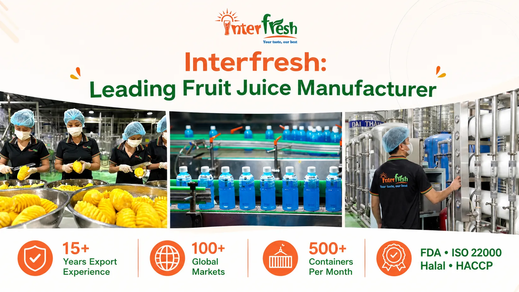 Beverage production line at Interfreshfactory - fruit juice manufacturer Vietnam, Ho Chi Minh City Vietnam