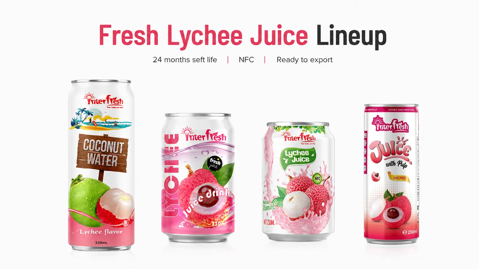 Interfresh lychee juice OEM product range across drink categories
