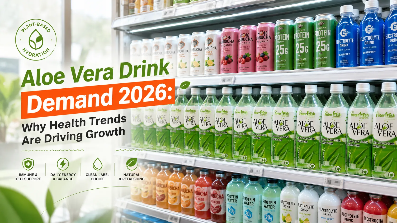 Global functional beverage market growth chart showing aloe vera drink demand context, 2026
