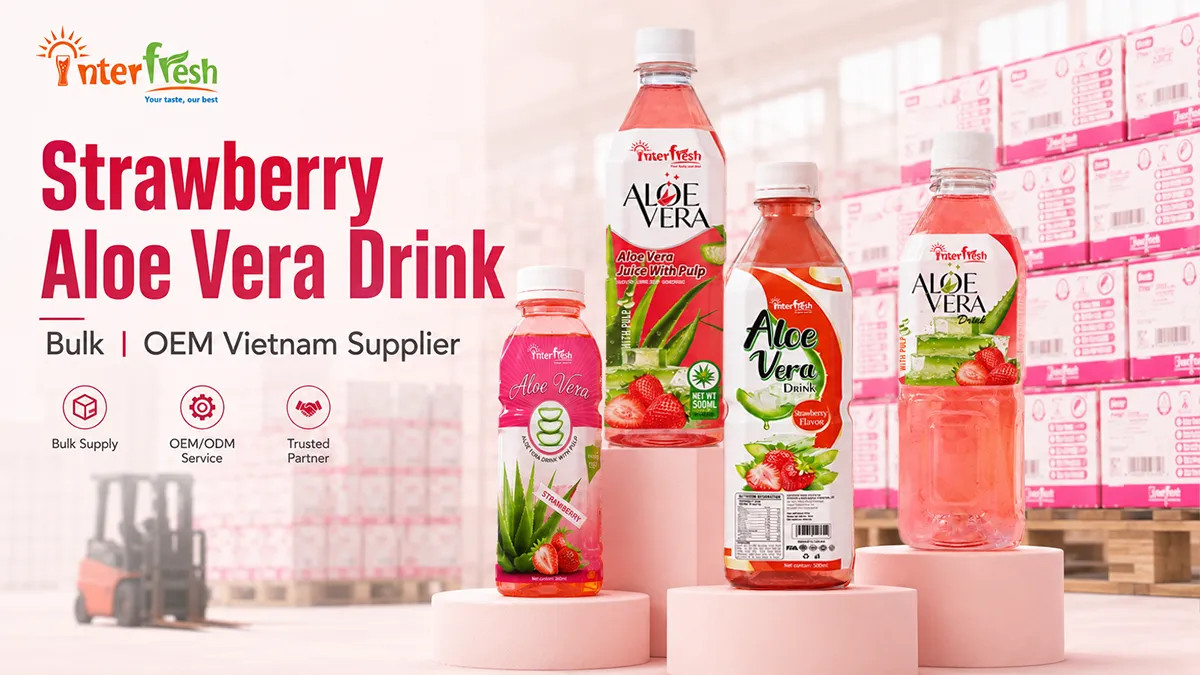 Strawberry aloe vera drink 500ml PET bottle from Interfresh Vietnam