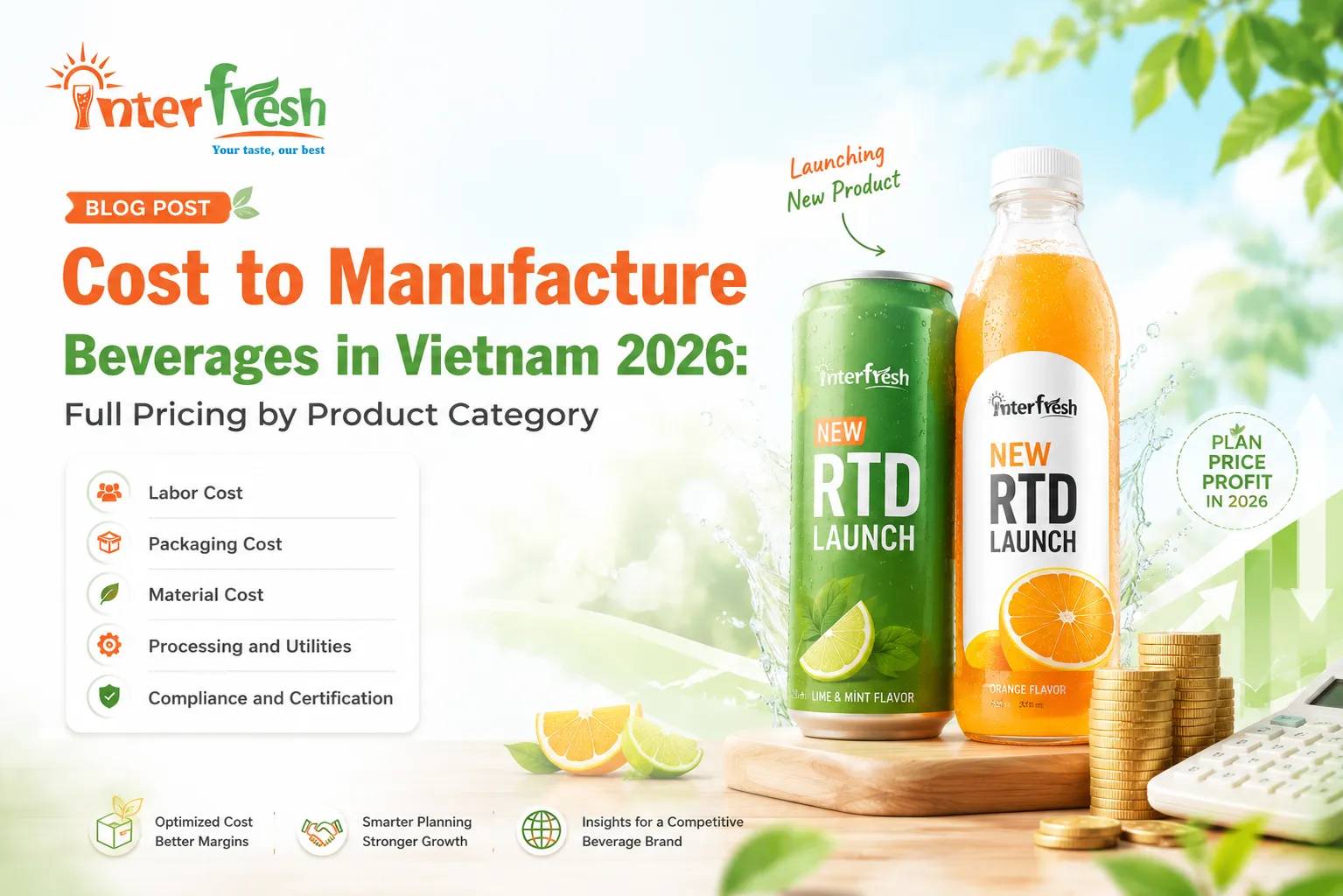 Cost to manufacture beverages in Vietnam 2026, factory production line for budget planning