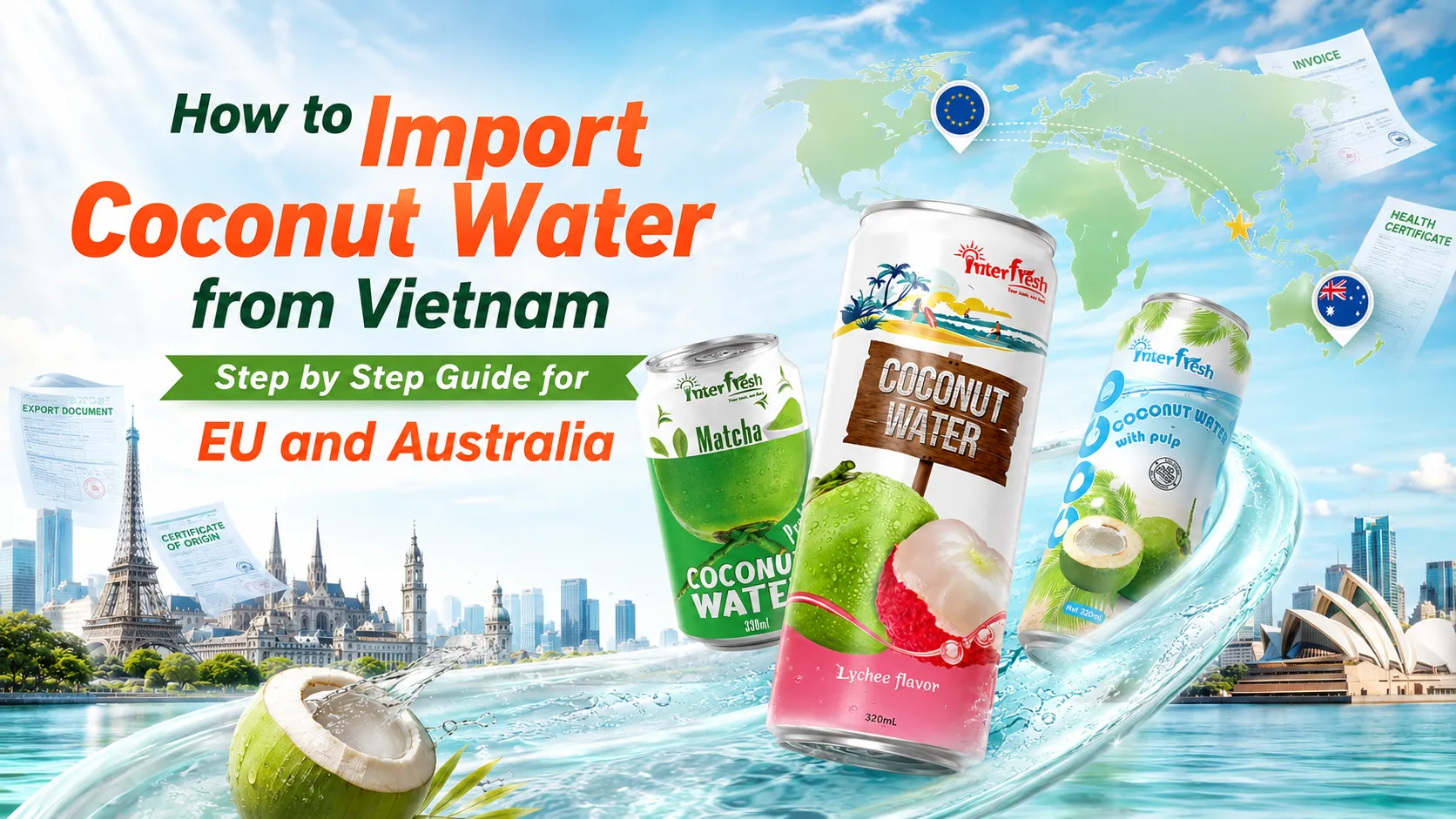 How to import coconut water from Vietnam, step by step guide for EU and Australia