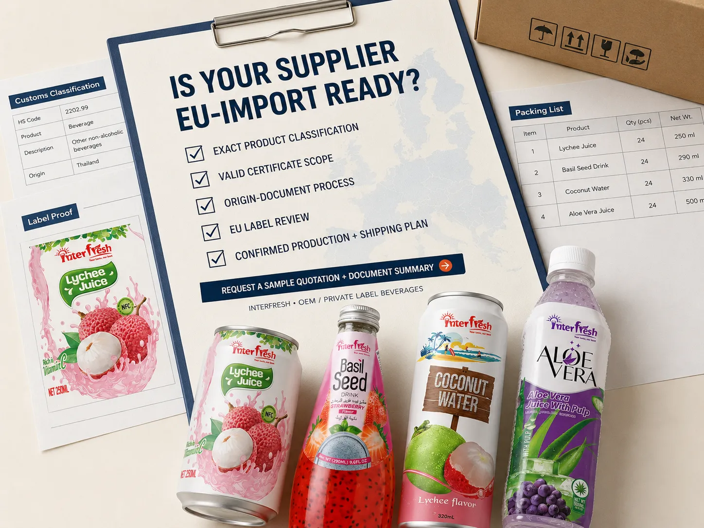 Beverages Exporter from Vietnam to Europe: The Complete EVFTA Zero Tariff Guide for EU Importers 8 Import readiness checklist for selecting a beverage exporter from Vietnam to Europe.