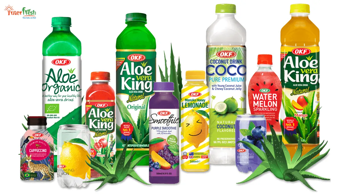 Top 10 Best Aloe Vera Juice Brands in the US 2026 1 OKF Aloe Vera King aloe vera drink in a retail bottle