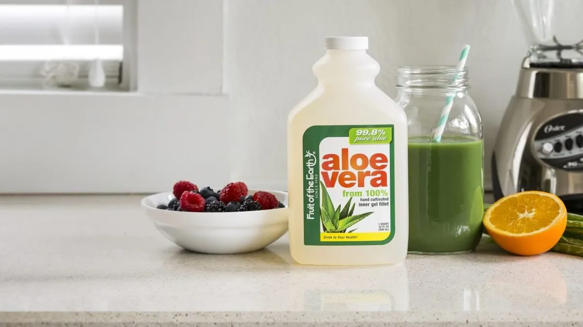 Top 10 Best Aloe Vera Juice Brands in the US 2026 4 Fruit of the Earth Original Aloe Vera Juice in a gallon bottle
